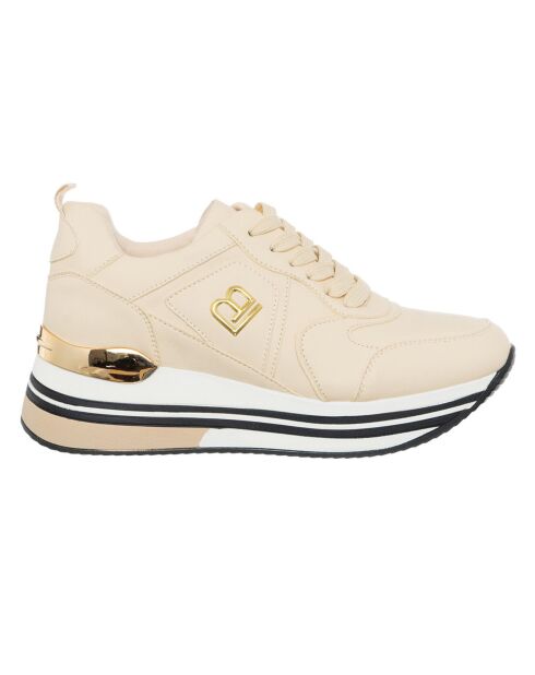 Sneakers Siam beige/blanc - Plateforme 5 cm