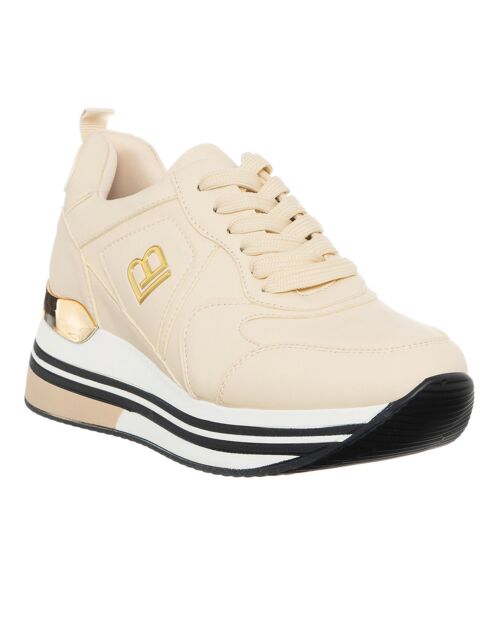 Sneakers Siam beige/blanc - Plateforme 5 cm