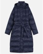 Doudoune longue ceinturée marine aigle