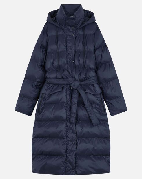 Doudoune longue ceinturée marine aigle