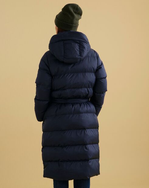 Doudoune longue ceinturée marine aigle