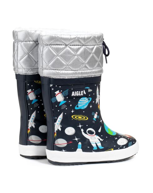 Bottes fourrées Giboulée Pt 2 High Cut imprimées space noires