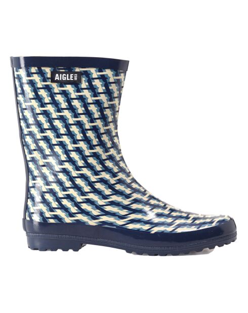 Bottillons de pluie Eliosa Bott Pt Mid Cut imprimés monogramme bleu/blanc