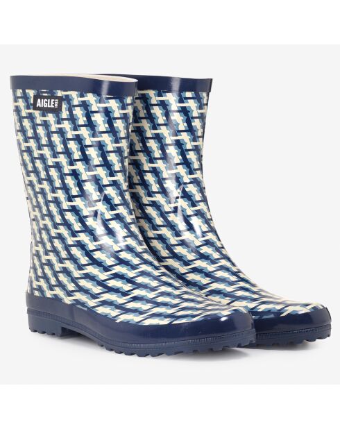 Bottillons de pluie Eliosa Bott Pt Mid Cut imprimés monogramme bleu/blanc