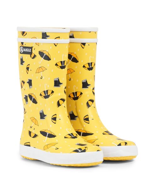 Bottes de pluie Lolly Pop Theme High Cut imprimées parapluies jaunes