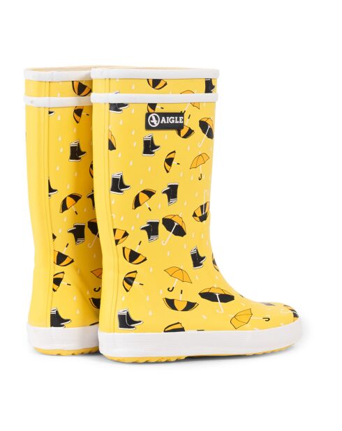 Bottes de pluie Lolly Pop Theme High Cut imprimées parapluies jaunes