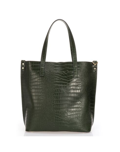 Bolso de mano de piel de gato verde oscuro - 43x14x36 cm