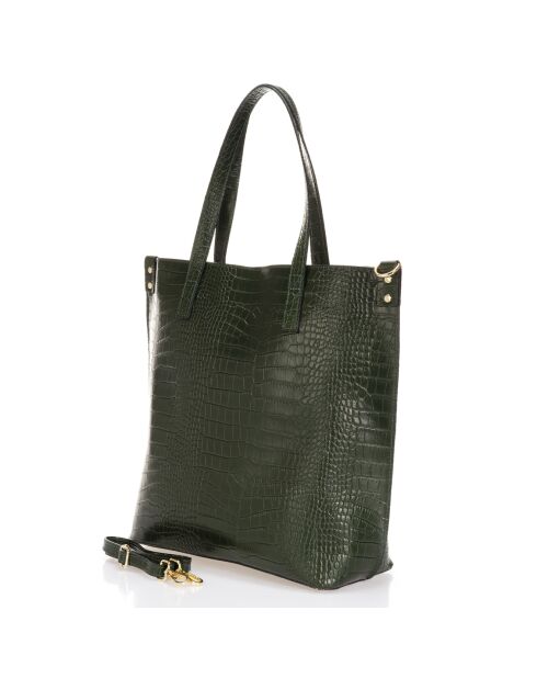 Bolso de mano de piel de gato verde oscuro - 43x14x36 cm