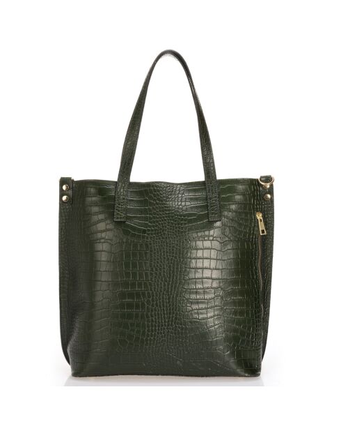 Bolso de mano de piel de gato verde oscuro - 43x14x36 cm