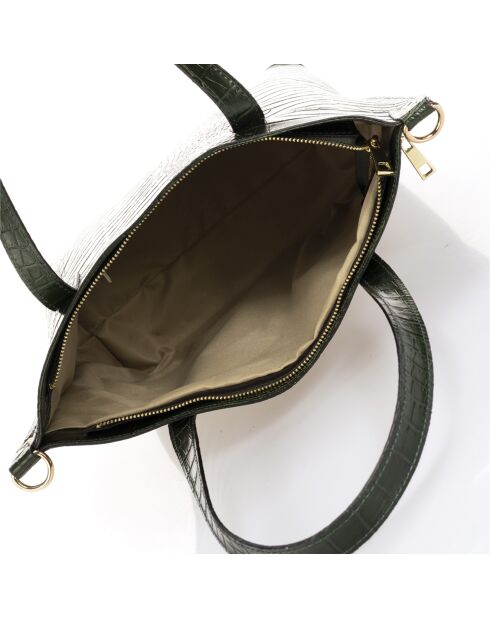 Bolso de mano de piel de gato verde oscuro - 43x14x36 cm