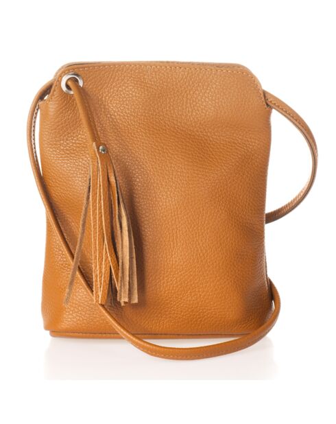 Sac bandoulière en Cuir Eva cognac - 20x10x22 cm