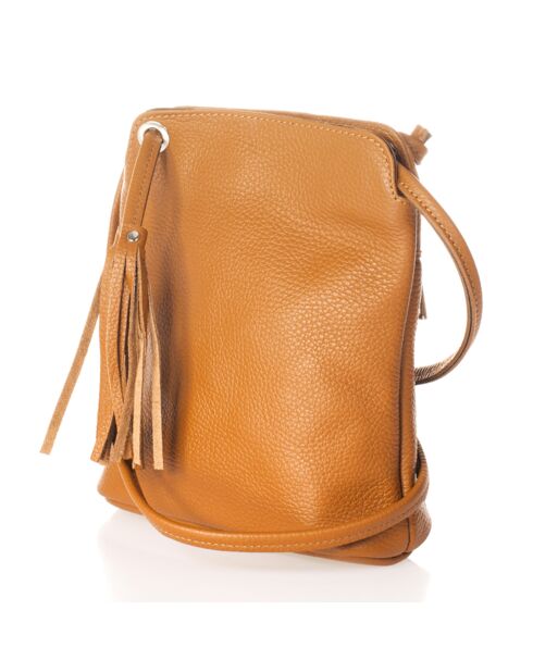 Sac bandoulière en Cuir Eva cognac - 20x10x22 cm