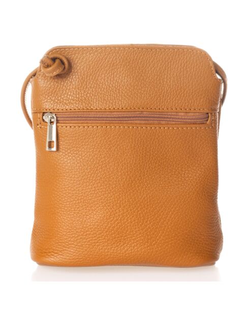 Sac bandoulière en Cuir Eva cognac - 20x10x22 cm