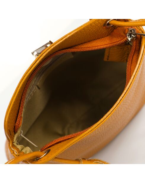 Sac bandoulière en Cuir Eva cognac - 20x10x22 cm