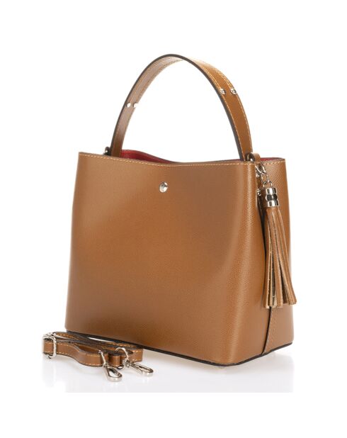 Borsa Vivian in pelle cognac - 27x13x22 cm