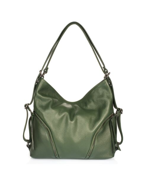 Bolso de hombro Zoé de piel verde - 42x10x32 cm