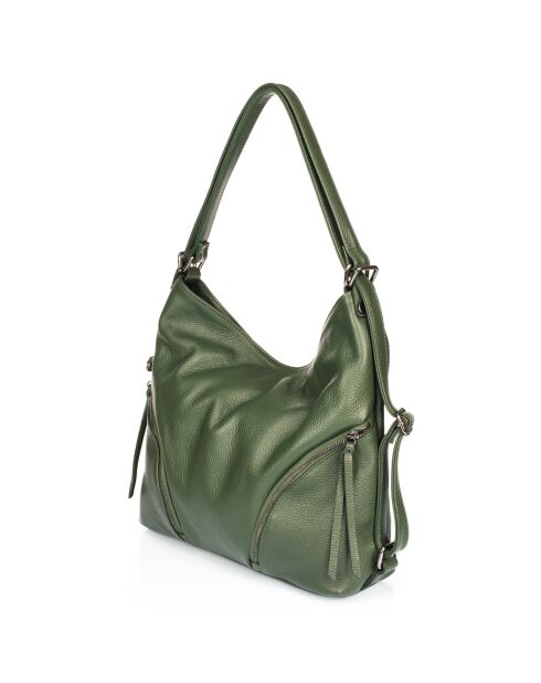 Bolso de hombro Zoé de piel verde - 42x10x32 cm
