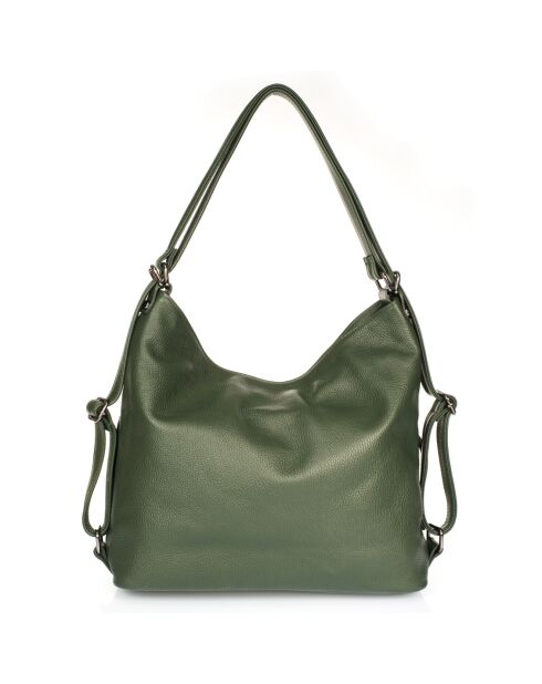 Bolso de hombro Zoé de piel verde - 42x10x32 cm