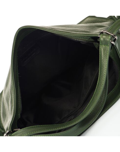 Bolso de hombro Zoé de piel verde - 42x10x32 cm