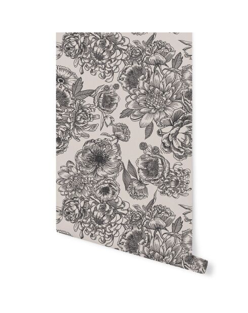Papier Peint In Bloom noir - 53x1000 cm