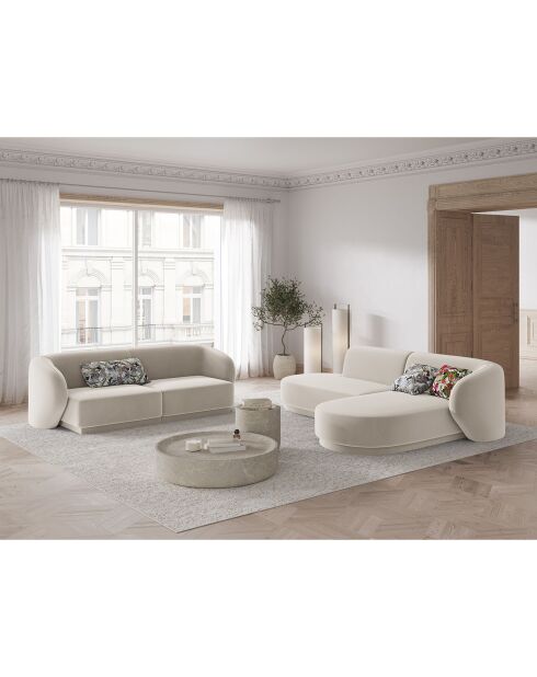 Canapé Modulaire Velours Lionel 2 Places beige - 188x93x74 cm