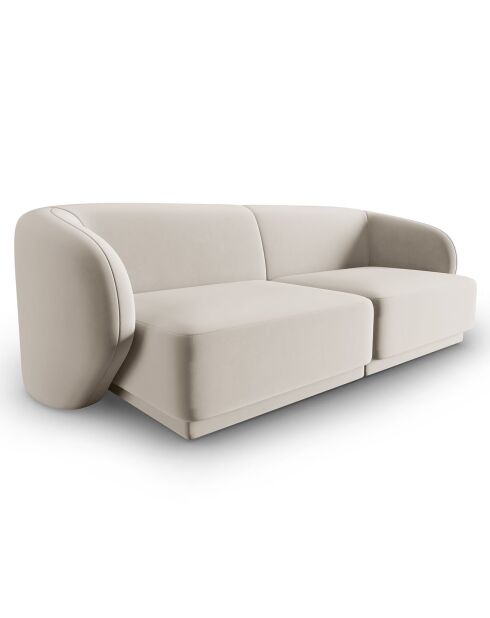 Canapé Modulaire Velours Lionel 2 Places beige - 188x93x74 cm