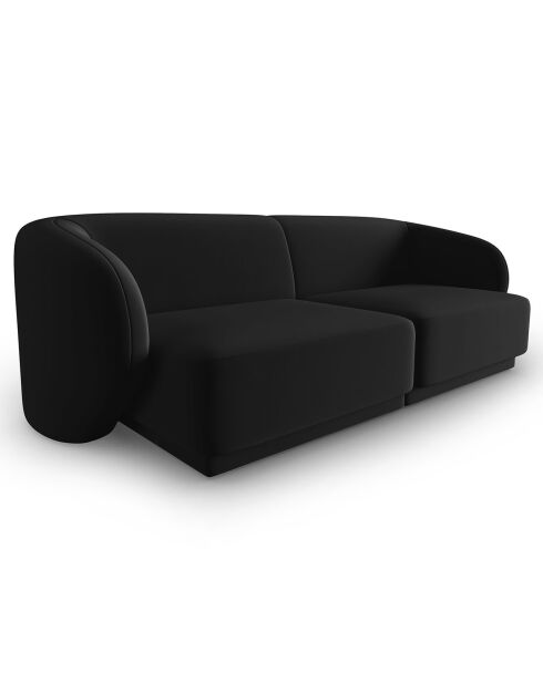Canapé Modulaire Velours Lionel 2 Places noir - 184x85x74 cm
