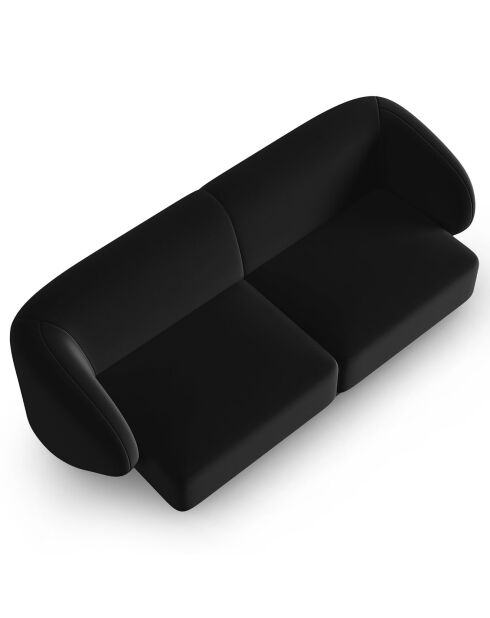 Canapé Modulaire Velours Lionel 2 Places noir - 184x85x74 cm