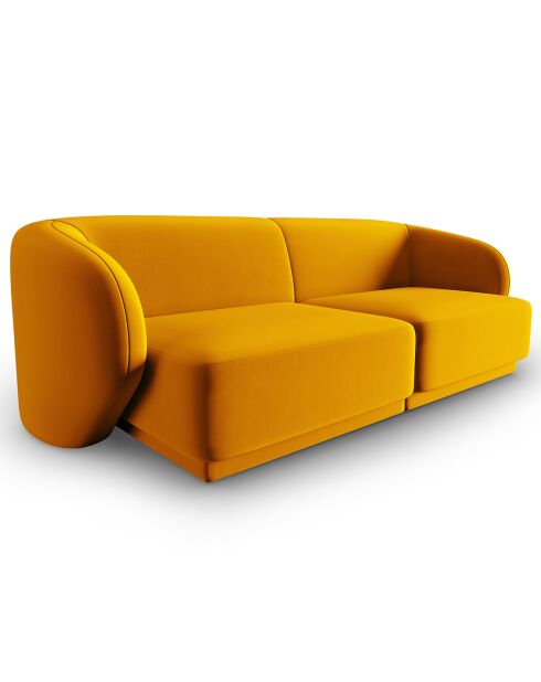Canapé Modulaire Velours Lionel 2 Places jaune - 184x85x74 cm
