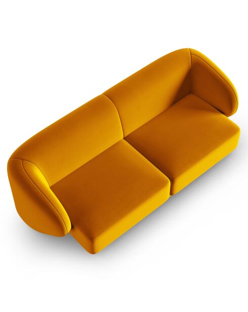 Lionel modulaire 2-zitsbank van geel fluweel - 188x93x74 cm
