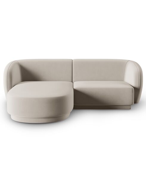 Canapé d'angle Gauche Modulaire Velours Lionel 3 Places beige - 184x155x74 cm