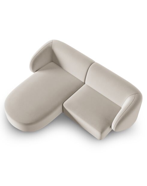 Canapé d'angle Gauche Modulaire Velours Lionel 3 Places beige - 184x155x74 cm