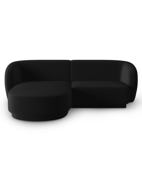 Canapé d'angle Gauche Modulaire Velours Lionel 3 Places noir - 184x155x74 cm