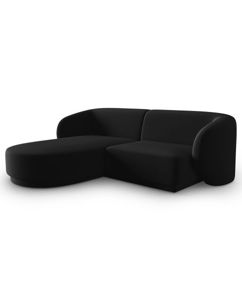 Canapé d'angle Gauche Modulaire Velours Lionel 3 Places noir - 184x155x74 cm