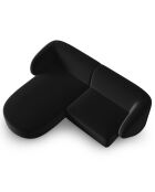 Canapé d'angle Gauche Modulaire Velours Lionel 3 Places noir - 184x155x74 cm
