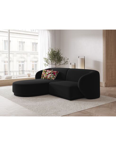 Canapé d'angle Gauche Modulaire Velours Lionel 3 Places noir - 184x155x74 cm