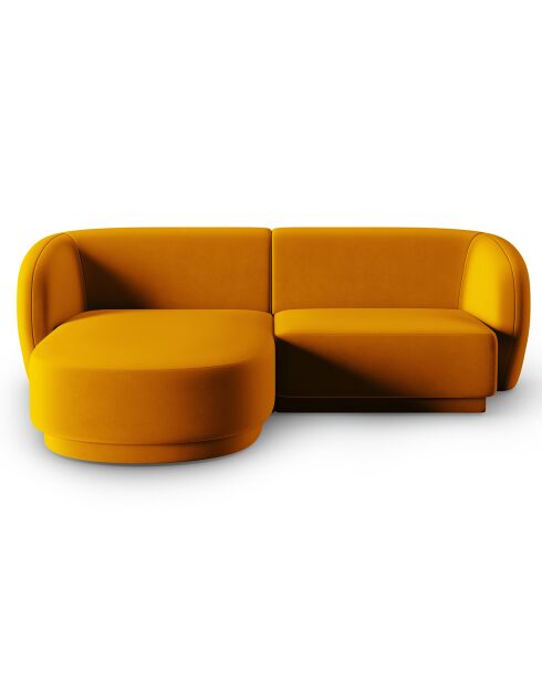Canapé d'angle Gauche Modulaire Velours Lionel 3 Places jaune - 184x155x74 cm