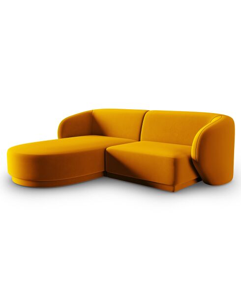 Canapé d'angle Gauche Modulaire Velours Lionel 3 Places jaune - 184x155x74 cm
