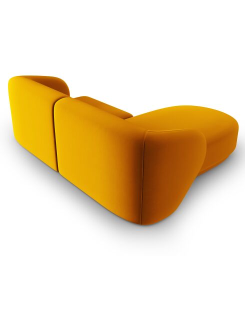 Canapé d'angle Gauche Modulaire Velours Lionel 3 Places jaune - 184x155x74 cm