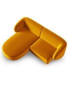 Canapé d'angle Gauche Modulaire Velours Lionel 3 Places jaune - 184x155x74 cm
