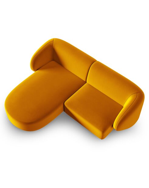 Canapé d'angle Gauche Modulaire Velours Lionel 3 Places jaune - 184x155x74 cm