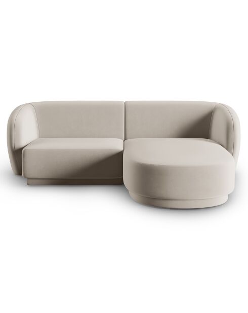 Canapé d'angle Droit Modulaire Velours Lionel 3 Places beige - 184x155x74 cm