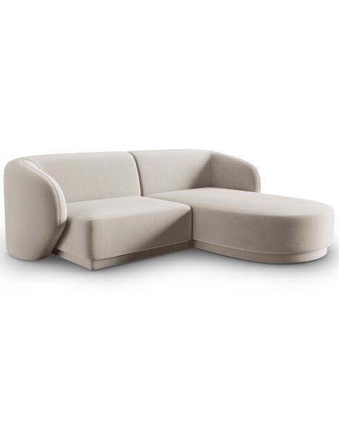 Canapé d'angle Droit Modulaire Velours Lionel 3 Places beige - 184x155x74 cm
