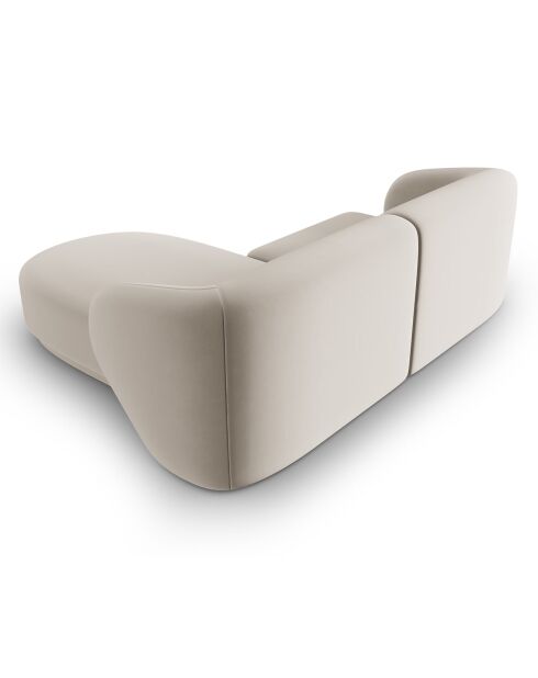 Canapé d'angle Droit Modulaire Velours Lionel 3 Places beige - 184x155x74 cm