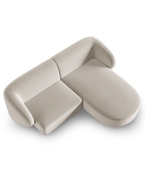 Canapé d'angle Droit Modulaire Velours Lionel 3 Places beige - 184x155x74 cm