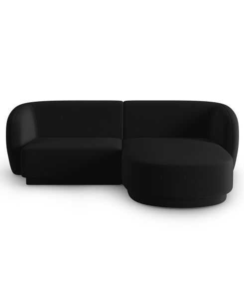 Canapé d'angle Droit Modulaire Velours Lionel 3 Places noir - 184x155x74 cm