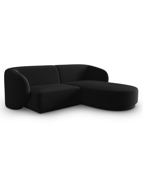 Canapé d'angle Droit Modulaire Velours Lionel 3 Places noir - 184x155x74 cm