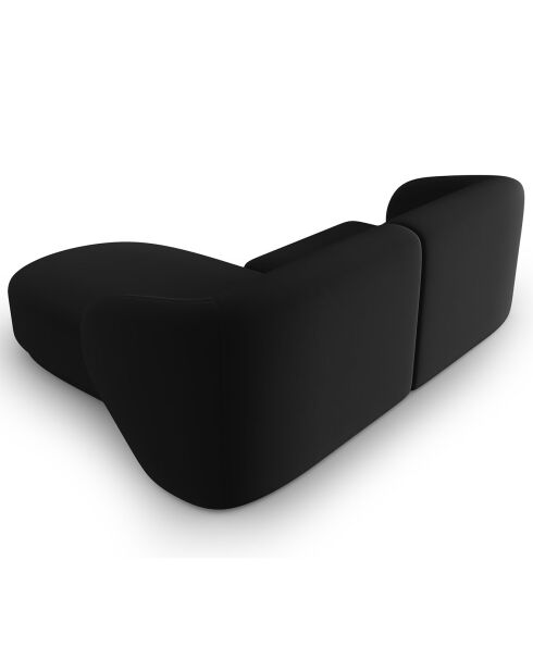 Canapé d'angle Droit Modulaire Velours Lionel 3 Places noir - 184x155x74 cm