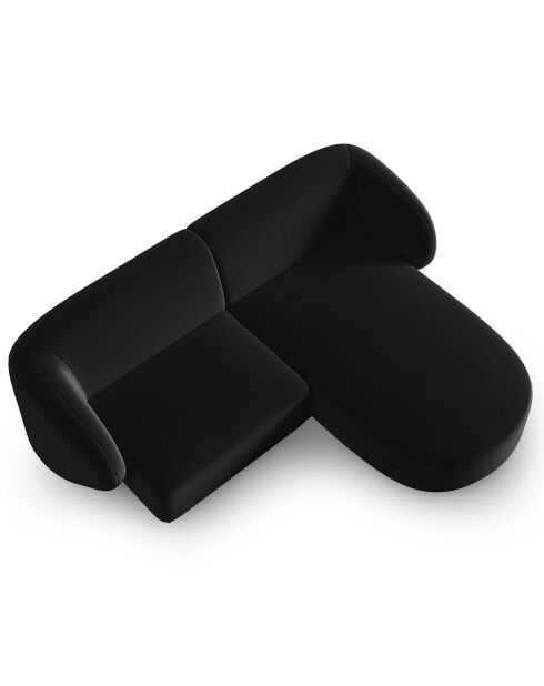 Canapé d'angle Droit Modulaire Velours Lionel 3 Places noir - 184x155x74 cm