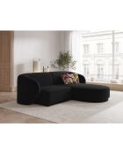 Canapé d'angle Droit Modulaire Velours Lionel 3 Places noir - 184x155x74 cm